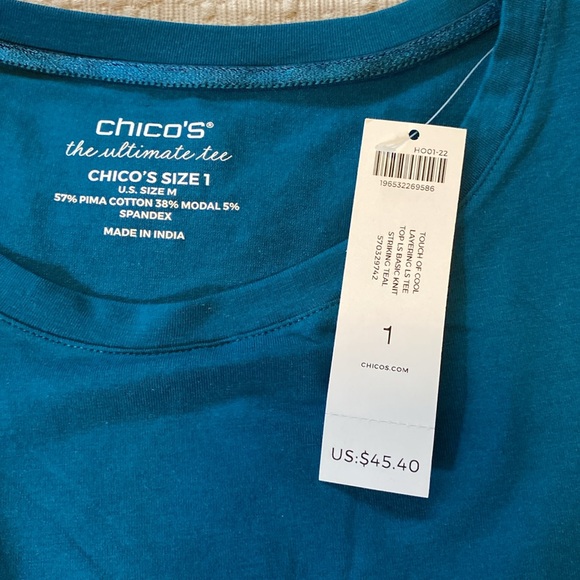 Chico’s Long Sleeve Tee NWT - Picture 4 of 5